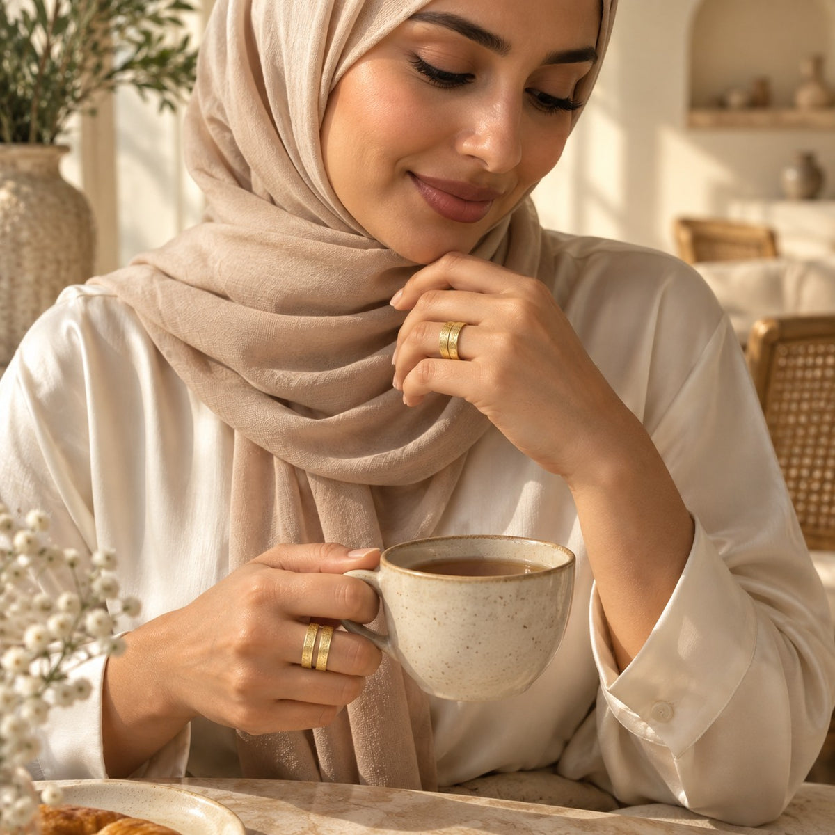 The Ayatul Kursi Spiral Ring worn in everyday life
