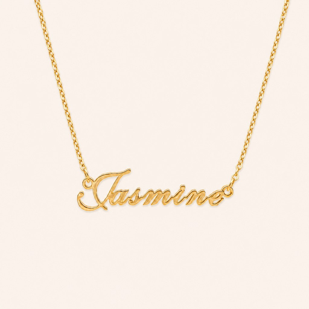 English Custom Name Necklace, gold finish