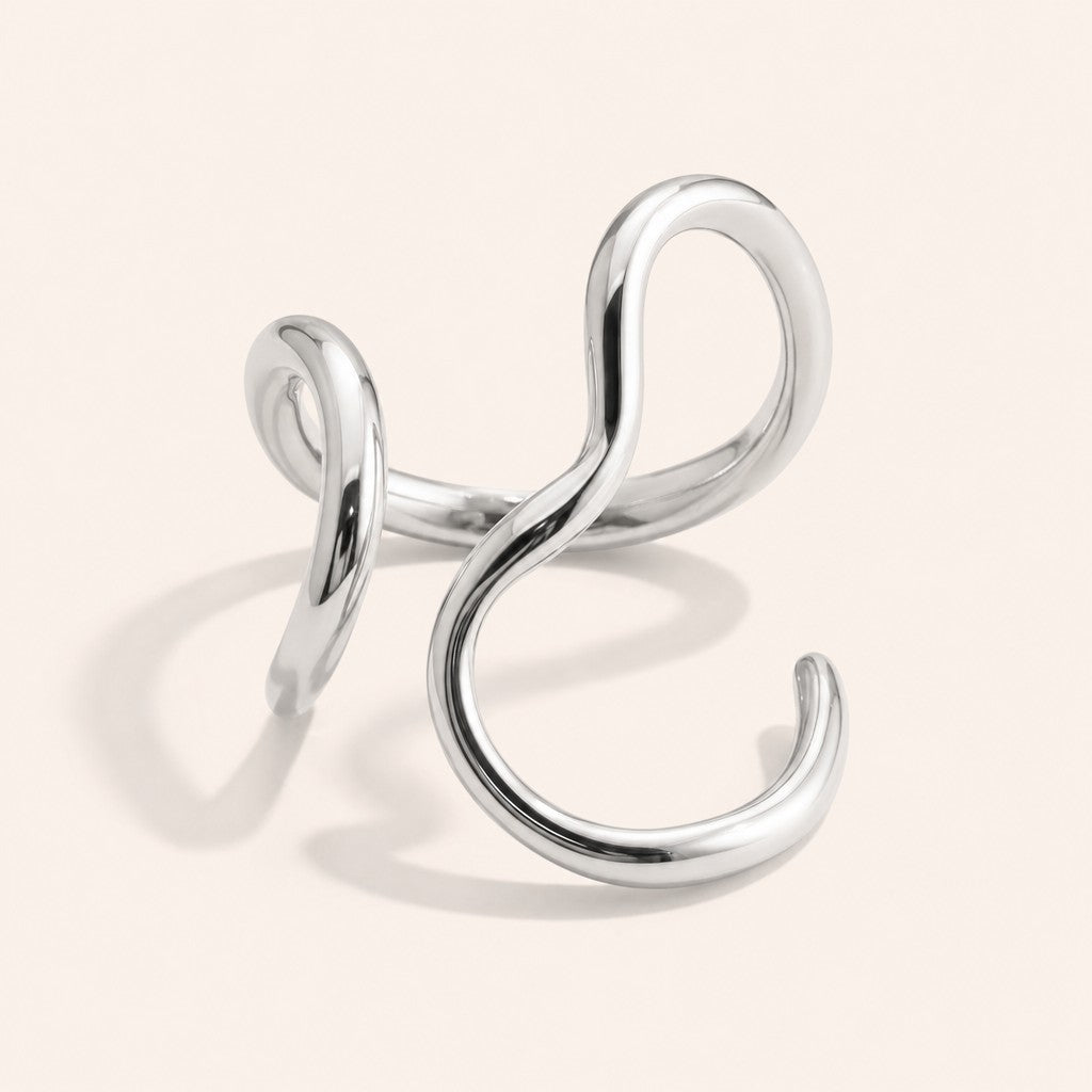 Infinity Wave Ring, silver finish