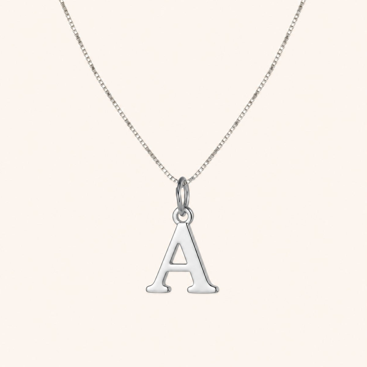 Initial Letter Necklace, silver finish