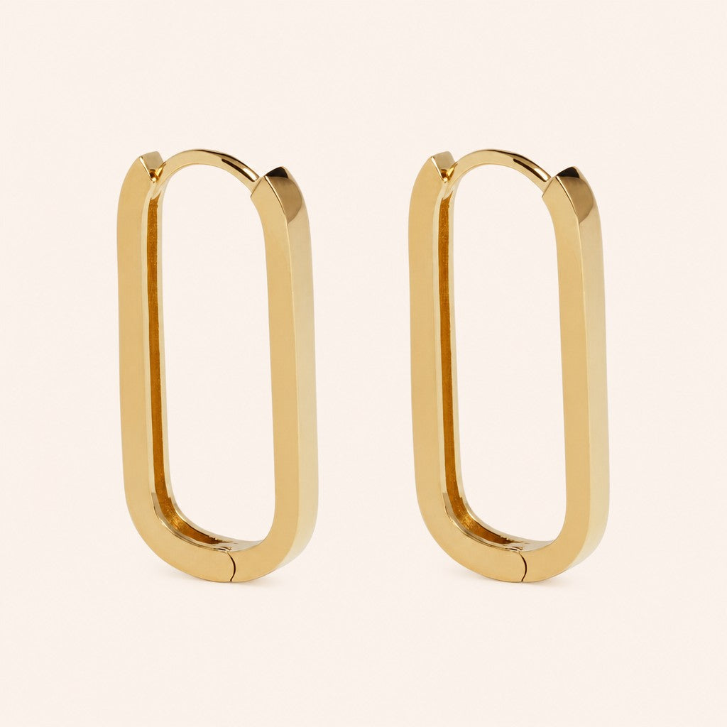 Minimal Square Hoops, gold finish