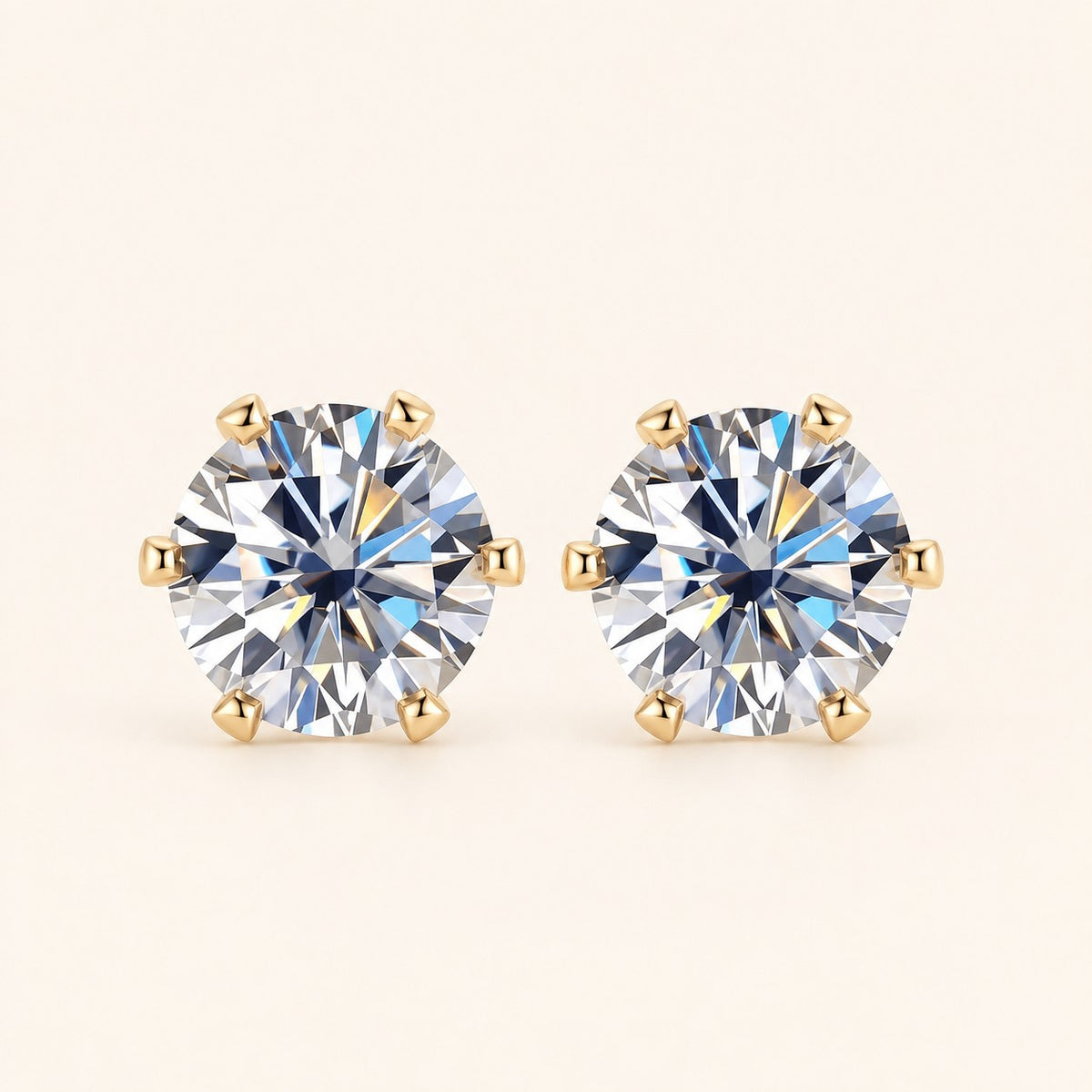 Rania Moissanite Studs, gold finish