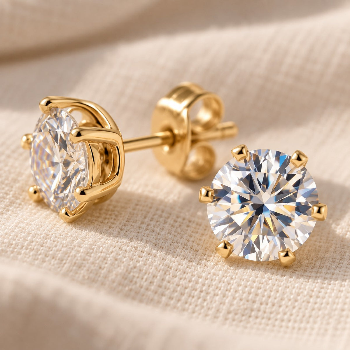 Close-up detail of the Rania Moissanite Studs