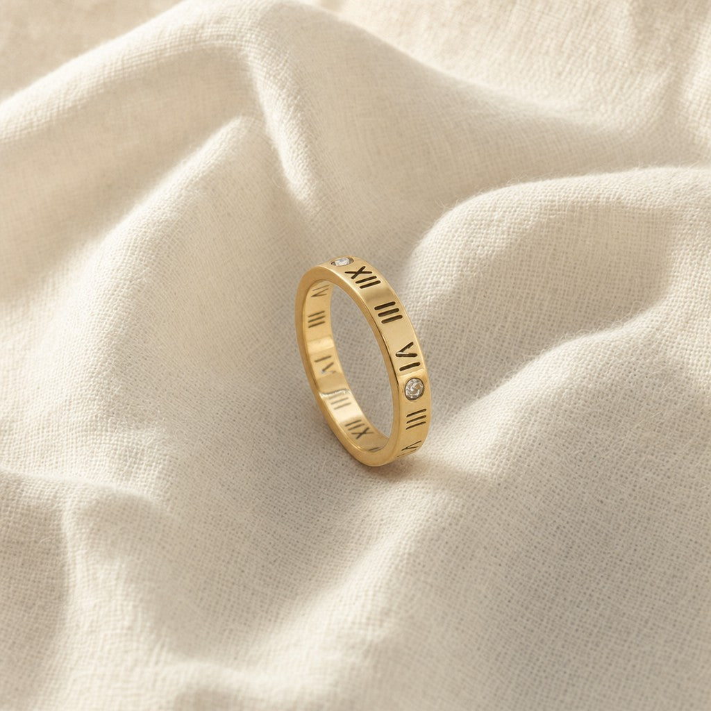 Numeral Ring on cream linen