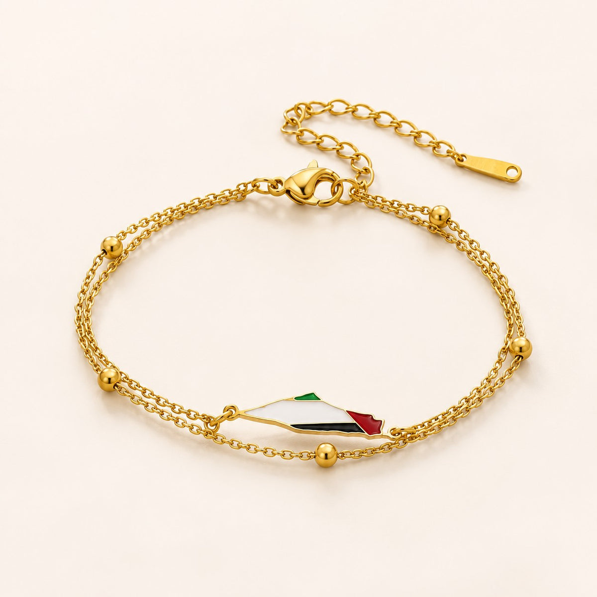 Side profile of the Palestine Map Bracelet