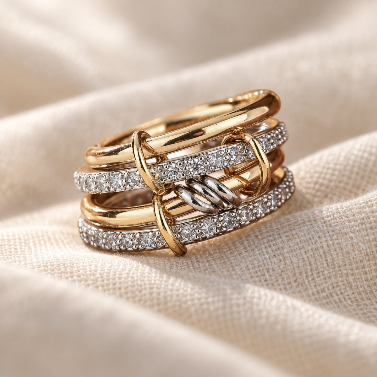 Close-up detail of the Sabr Stack Ring