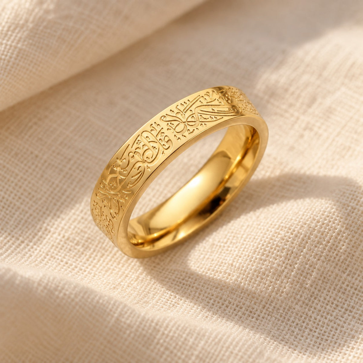 Sabr Ring on cream linen