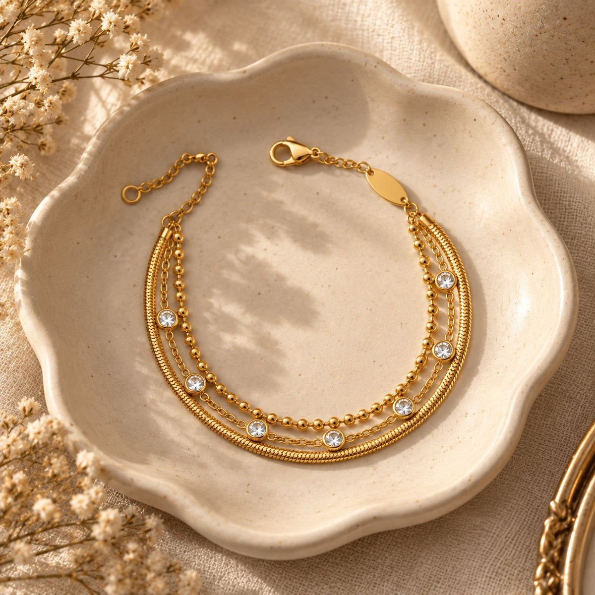 The Laythah Bracelet in a ceramic trinket dish