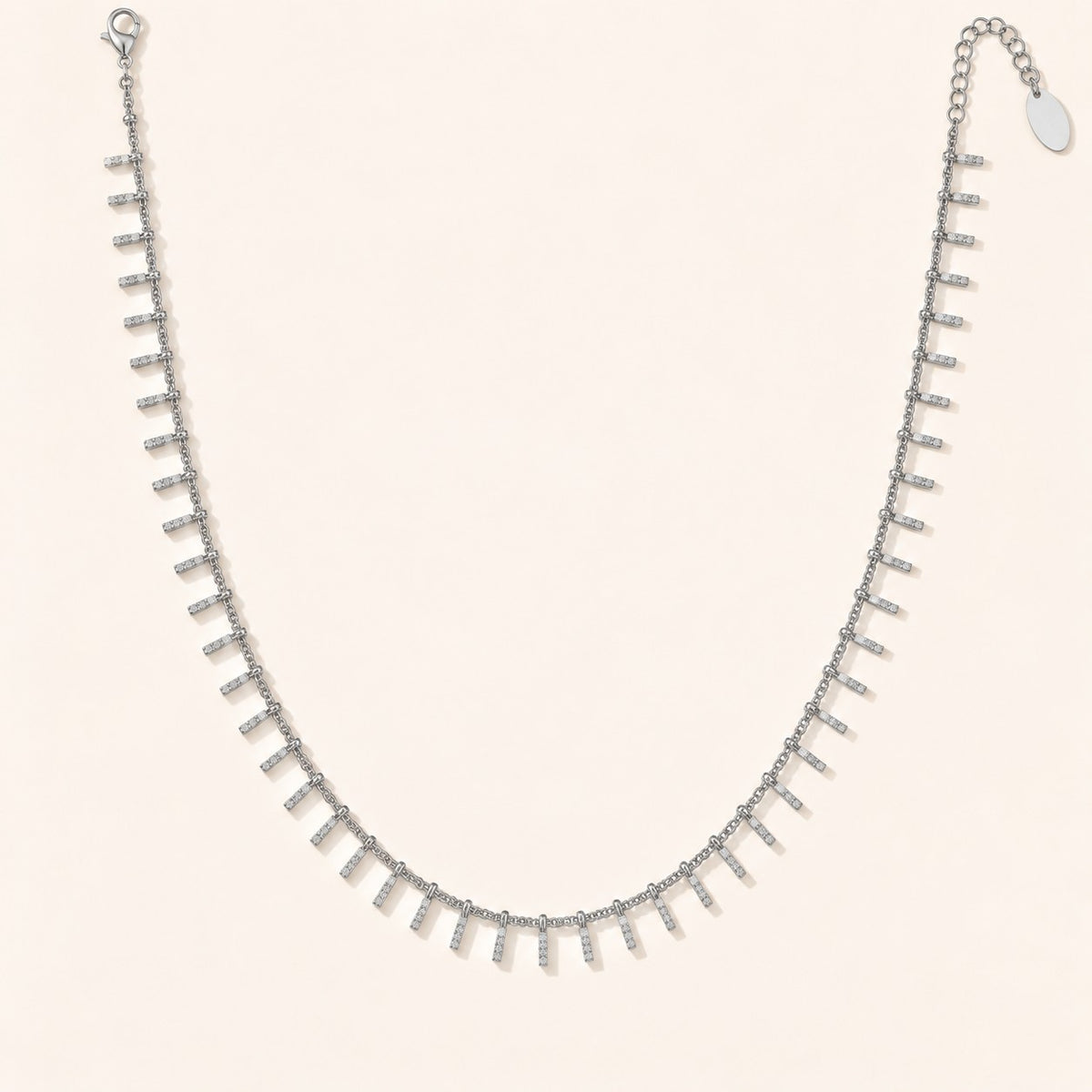 Zayna Dangle Choker, silver finish