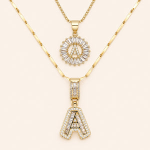 2pc 14k Diamond Letter Initial Necklaces