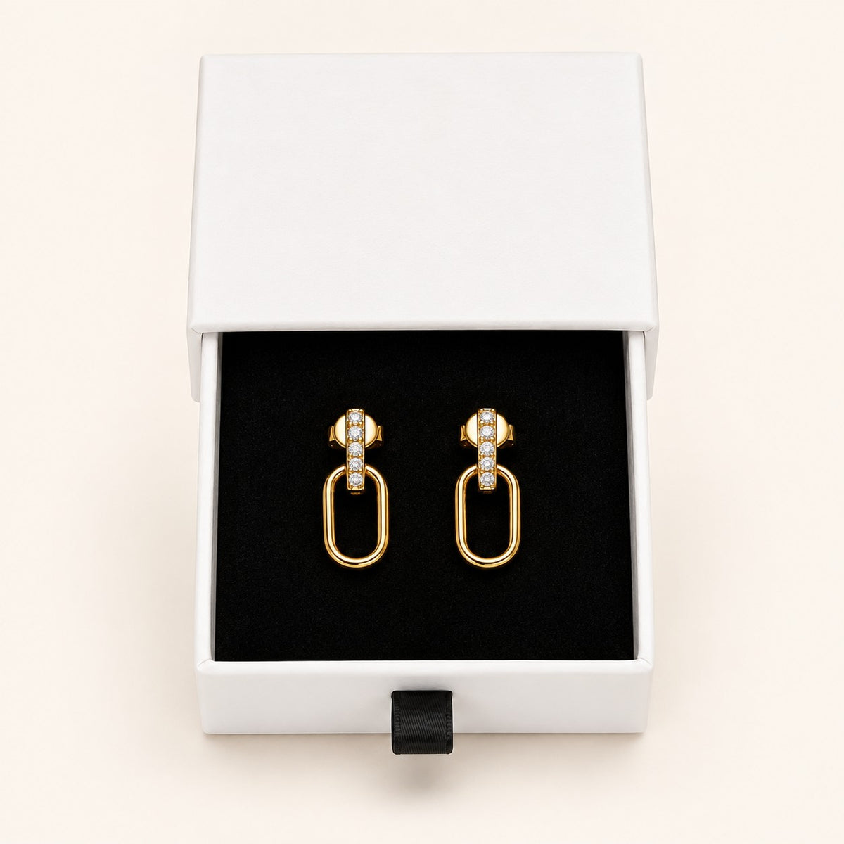 Add a Earring Box, gold finish