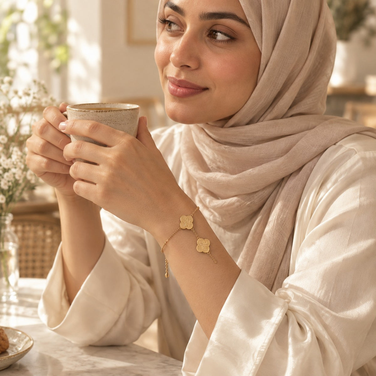 The Rawdat Al Fuad Bracelet worn in everyday life