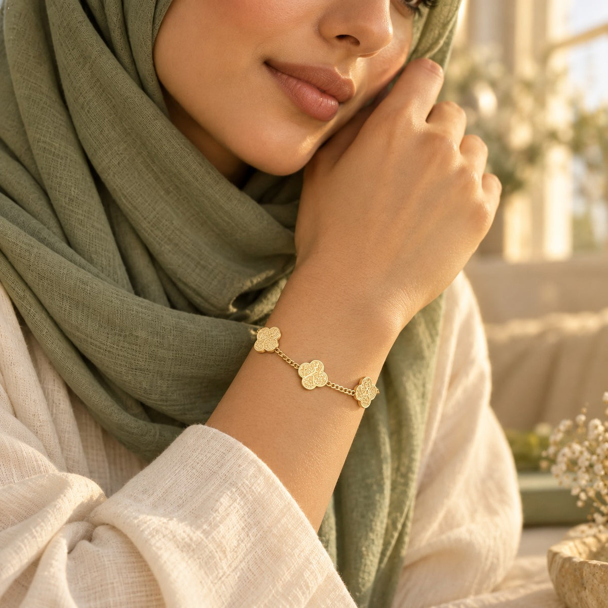 Editorial photo of the Rawdat Al Fuad Bracelet being worn