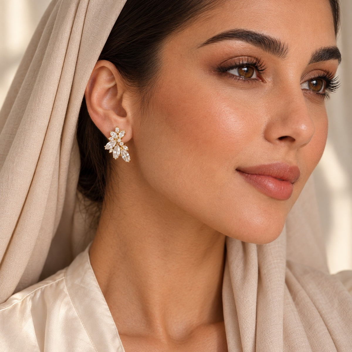 Woman wearing the Porter Cluster Studs