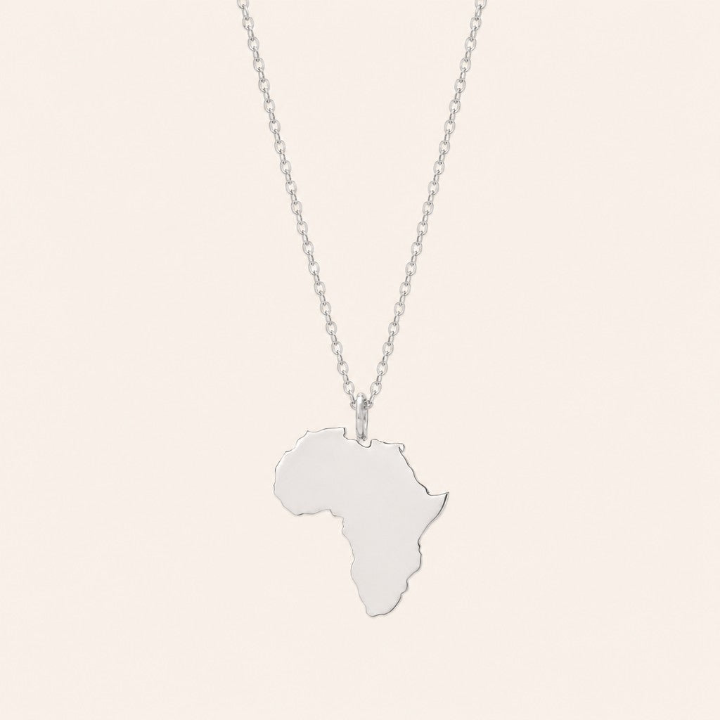 Country Map Necklace 18k, silver finish