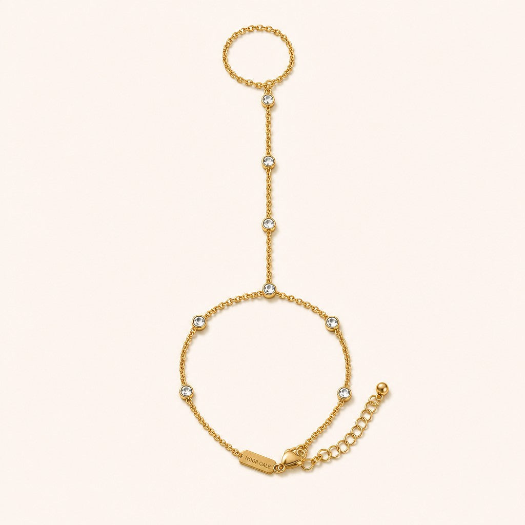 Crystal Hand Chain, gold finish
