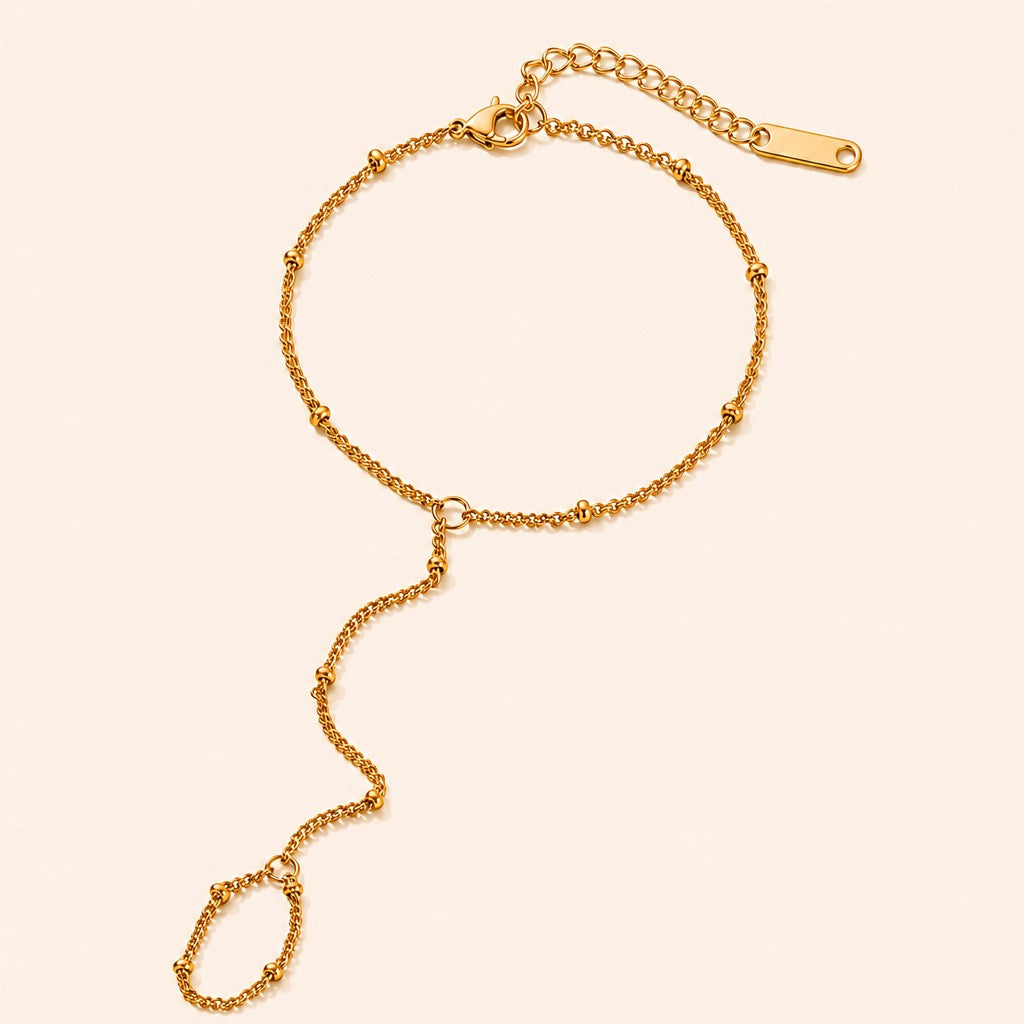 Dotted Hand Chain, gold finish