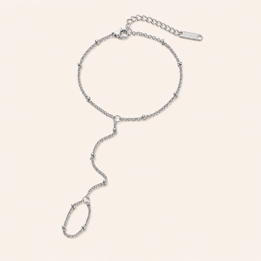 Dotted Hand Chain, silver finish