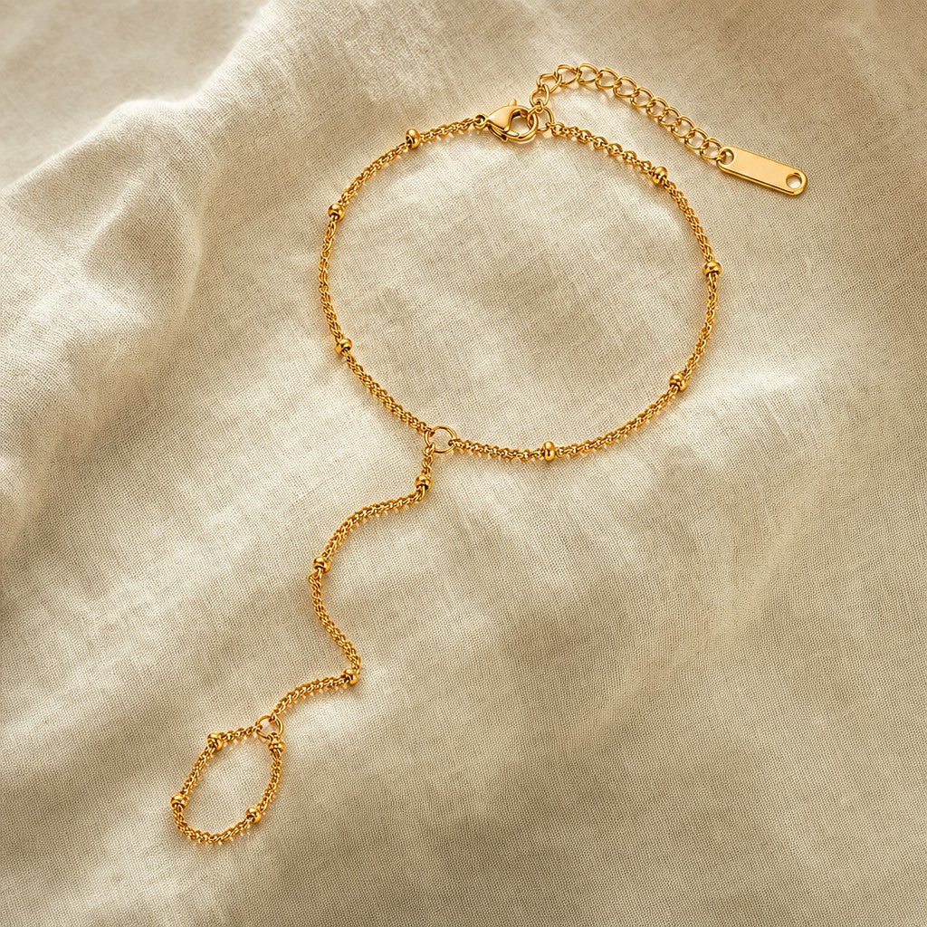 Dotted Hand Chain on cream linen