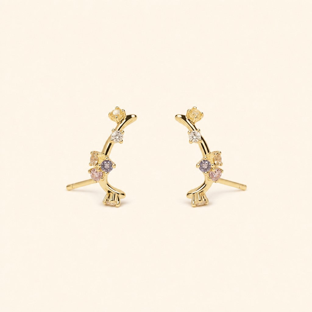 Najmat Climbers Earrings, gold finish