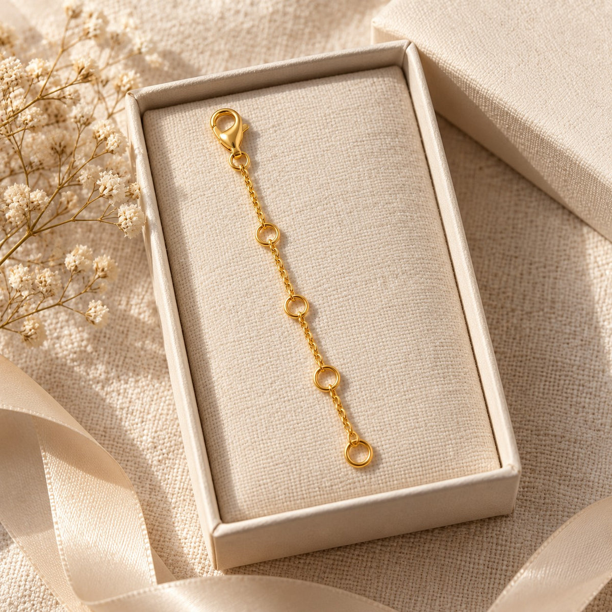 Chain Extender presented in an emerald velvet gift box