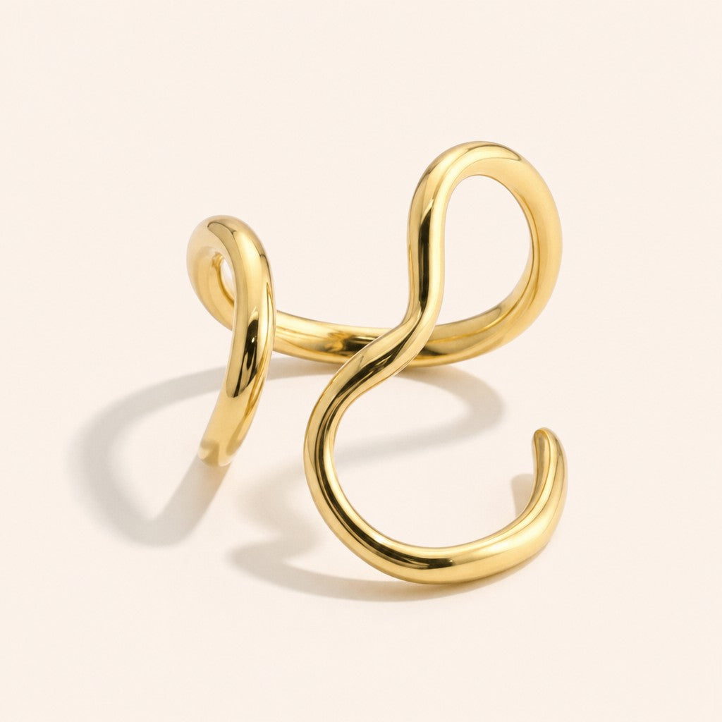 Infinity Wave Ring, gold finish