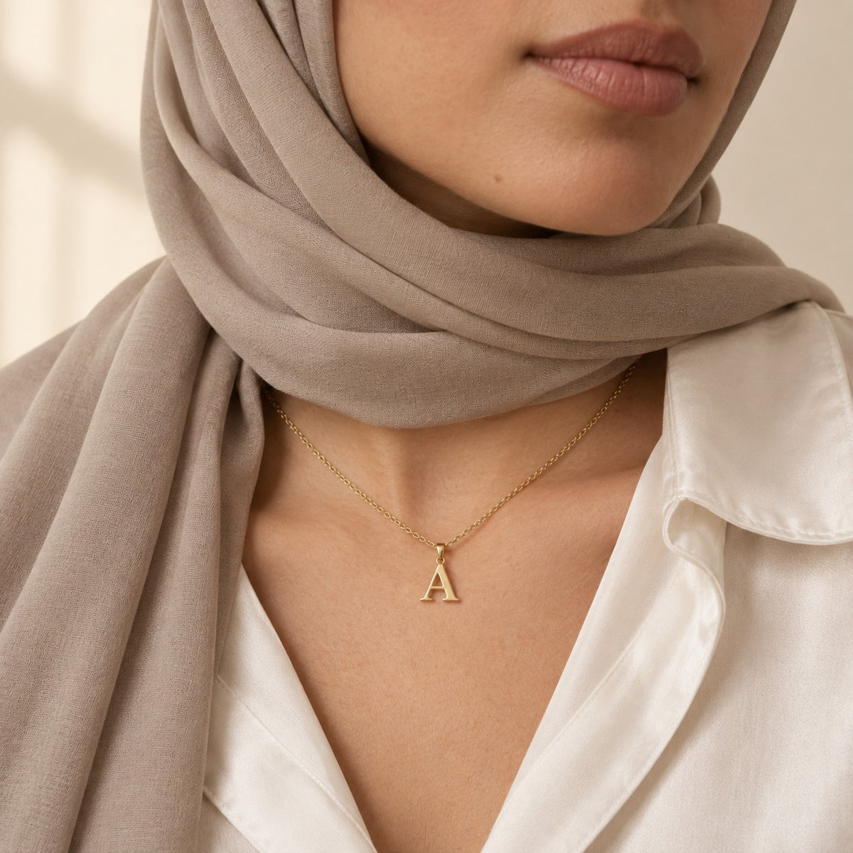Woman wearing the Initial Letter Necklace