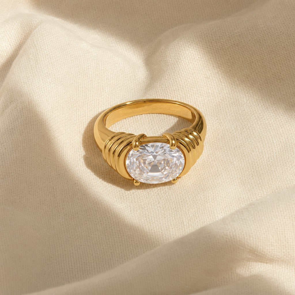 Lana Stone Ring on cream linen