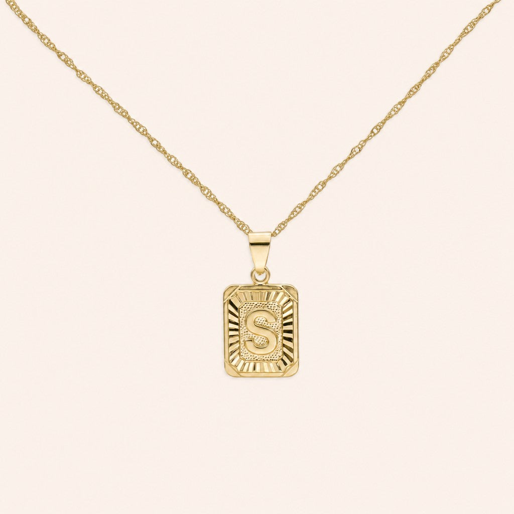 Medallion Initial Necklace, gold finish