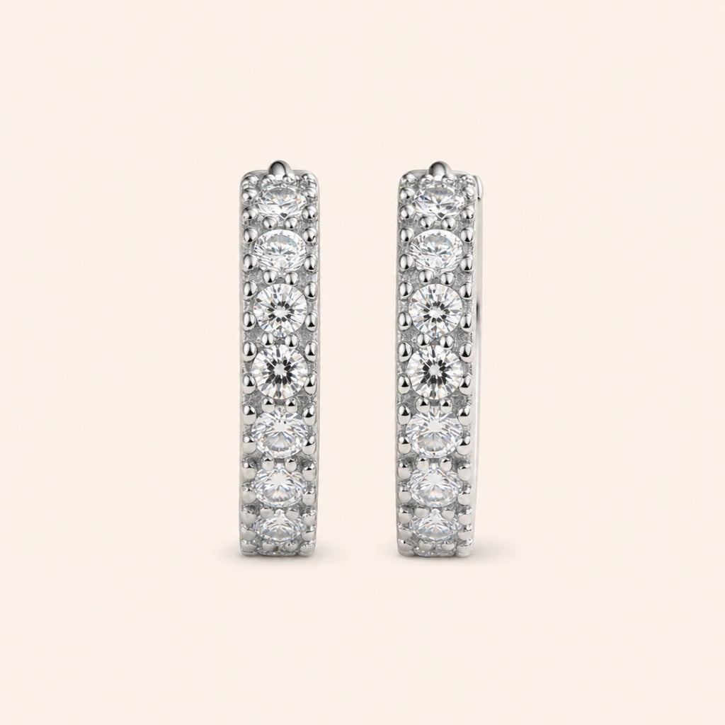 Layal Moissanite Hoops, silver finish