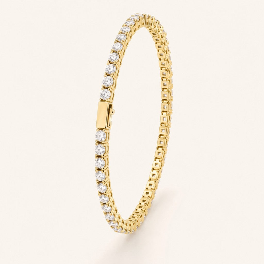 Moissanite Tennis Bracelet 3mm, gold finish