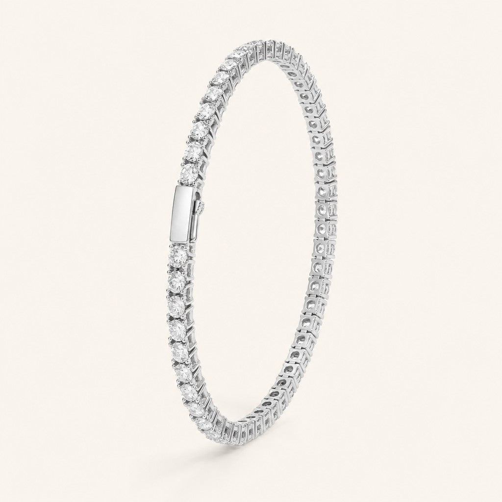 Moissanite Tennis Bracelet 3mm, silver finish