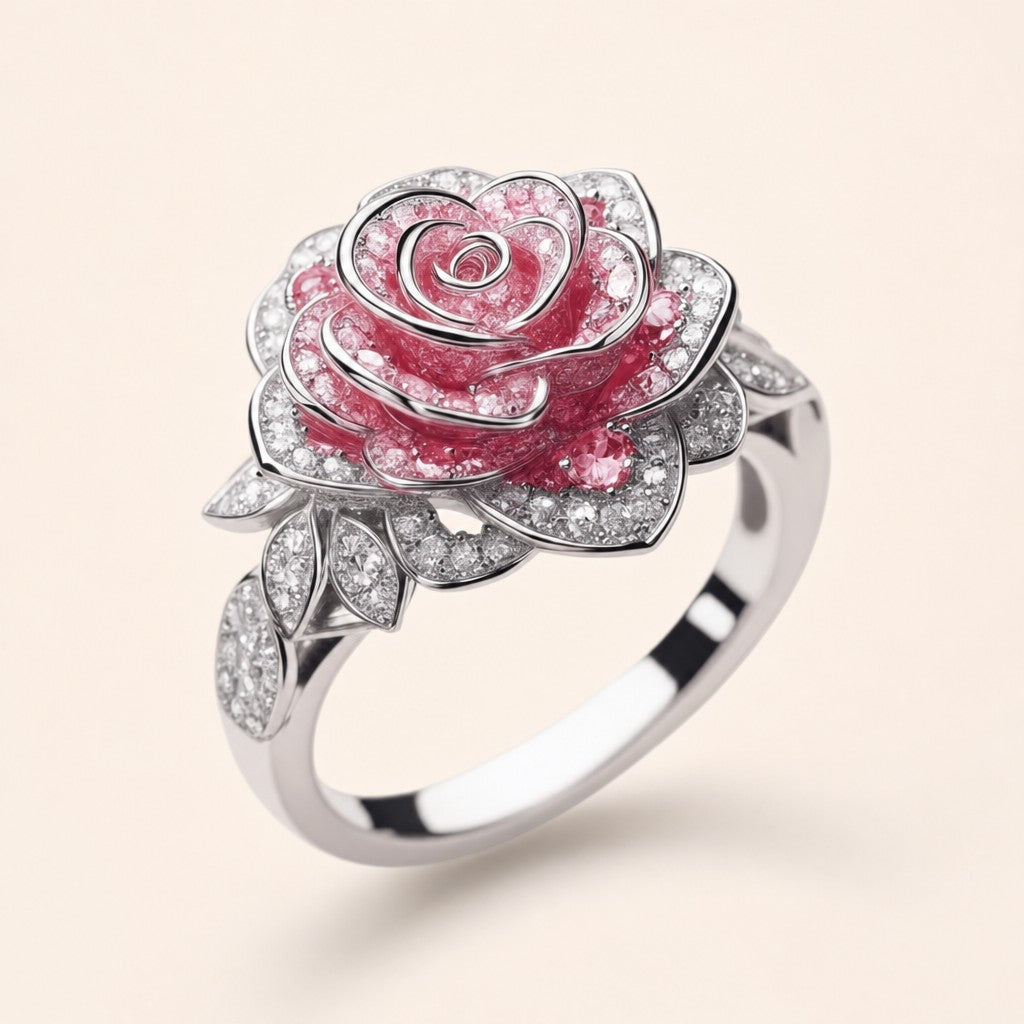 Rose Ring, silver finish