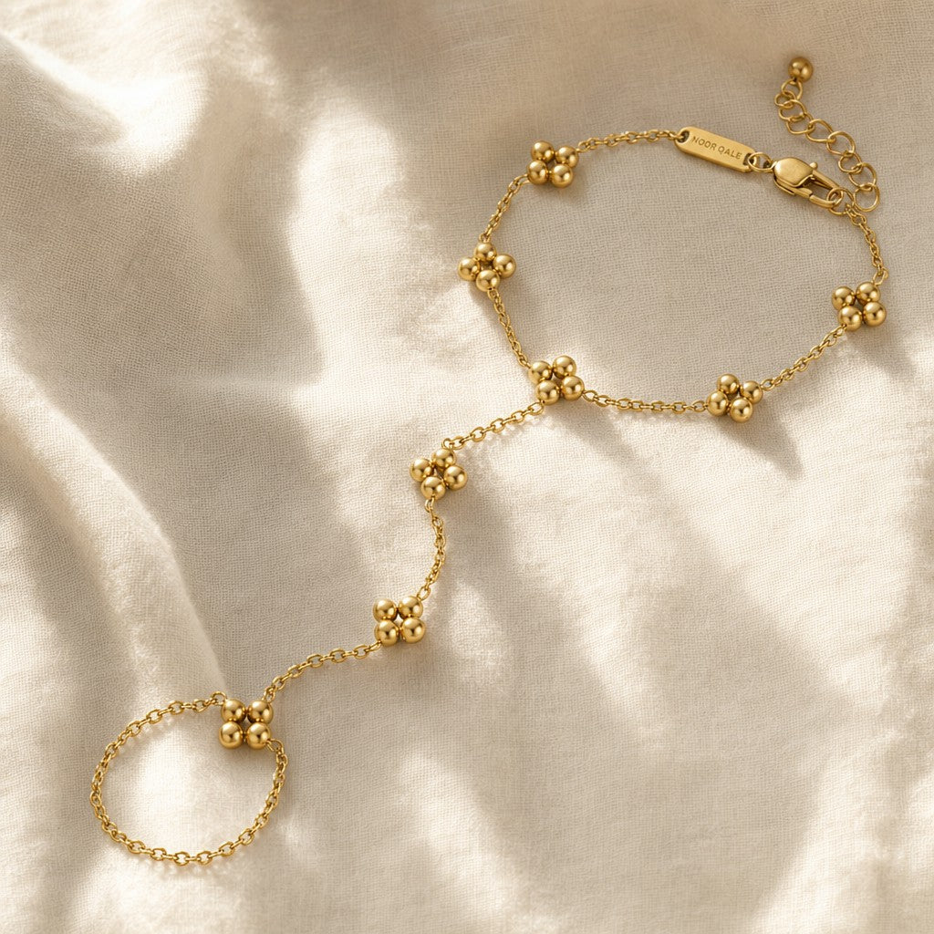 Hand Chain on cream linen