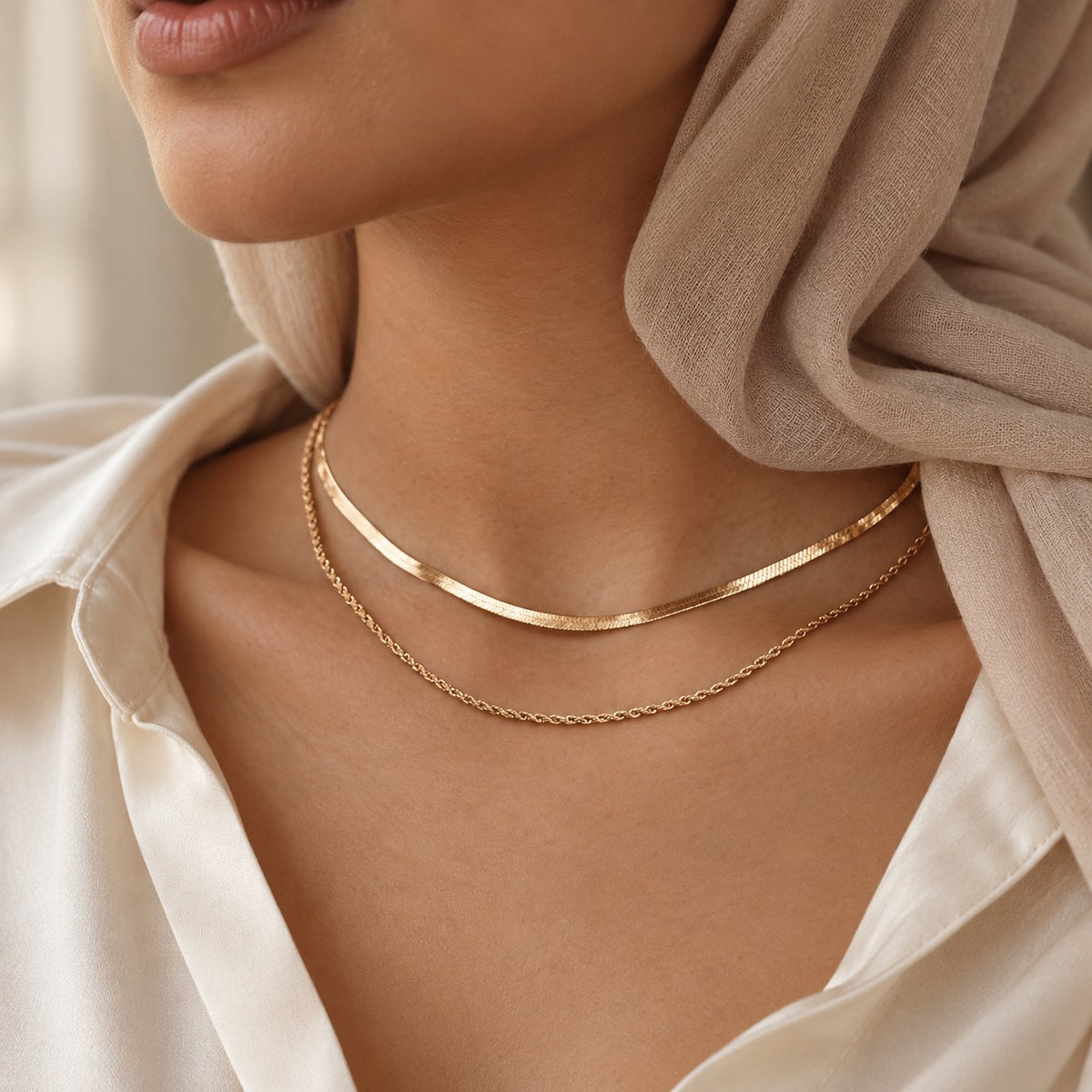 Woman wearing the Luna Chain