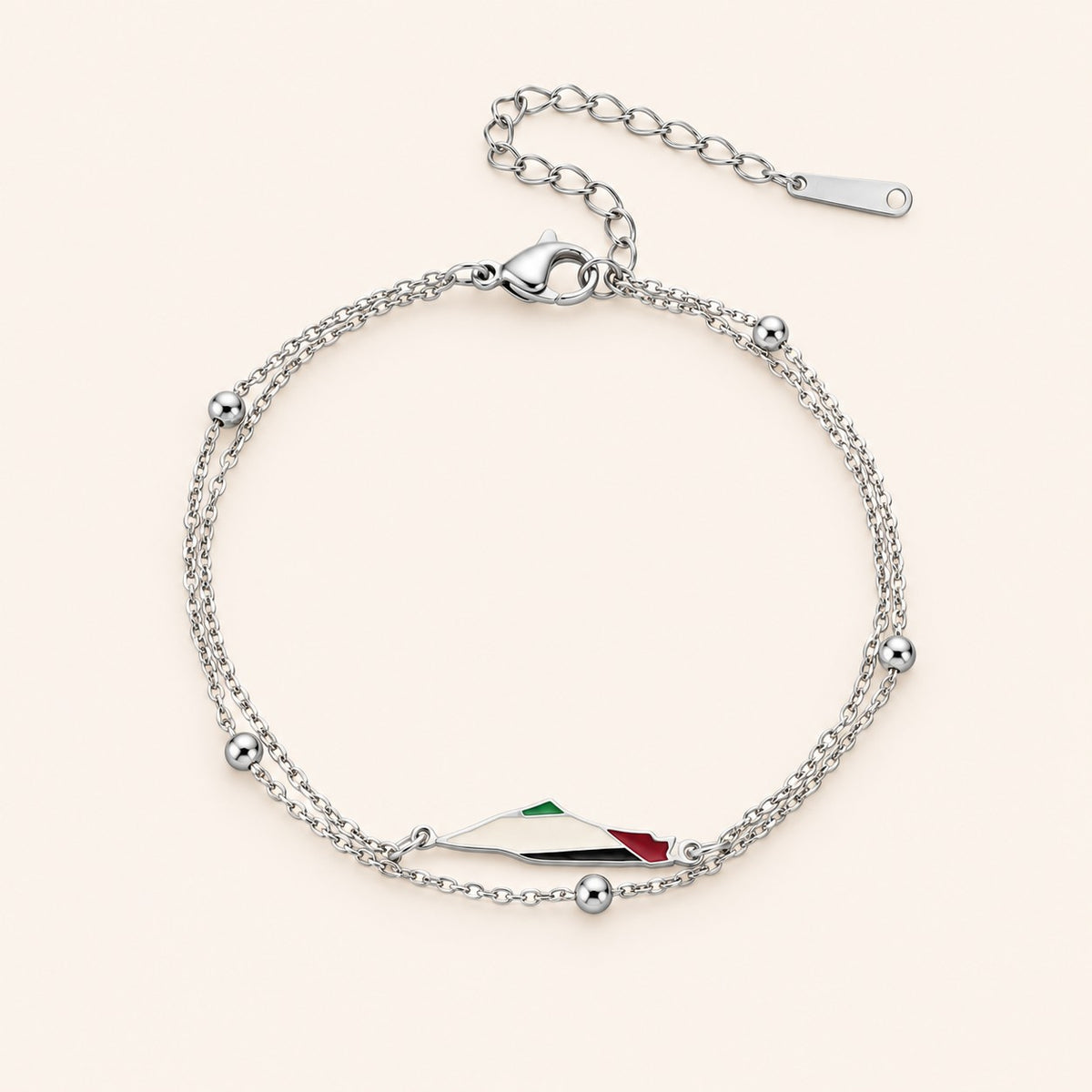 Palestine Map Bracelet, silver finish