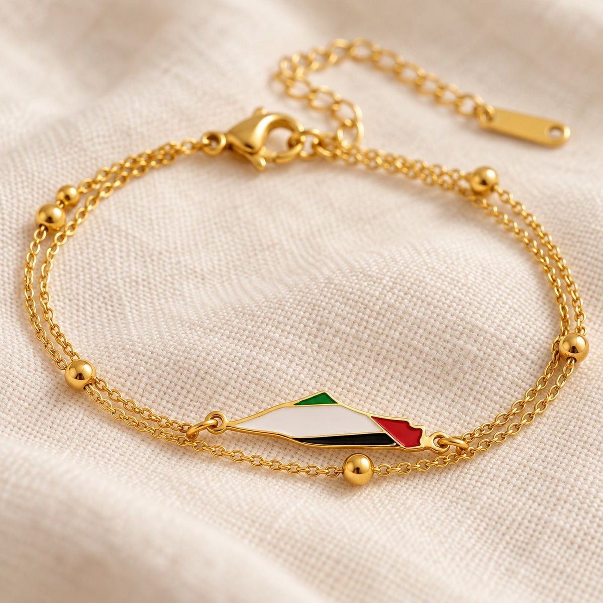 Close-up detail of the Palestine Map Bracelet