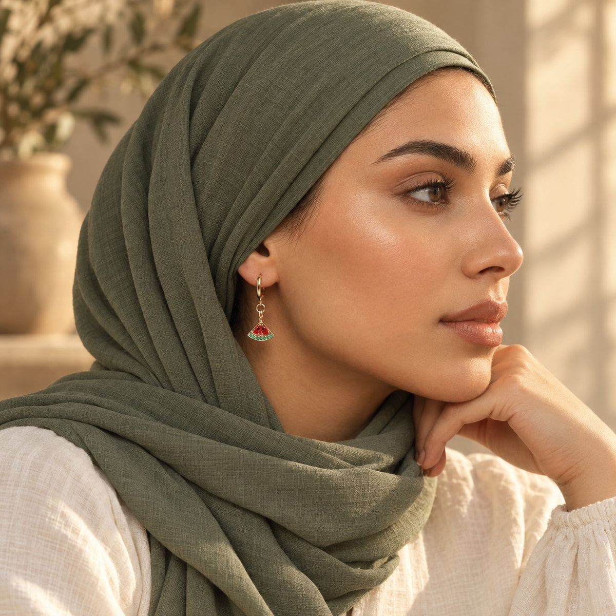Editorial photo of the Palestine Watermelon Hoops being worn