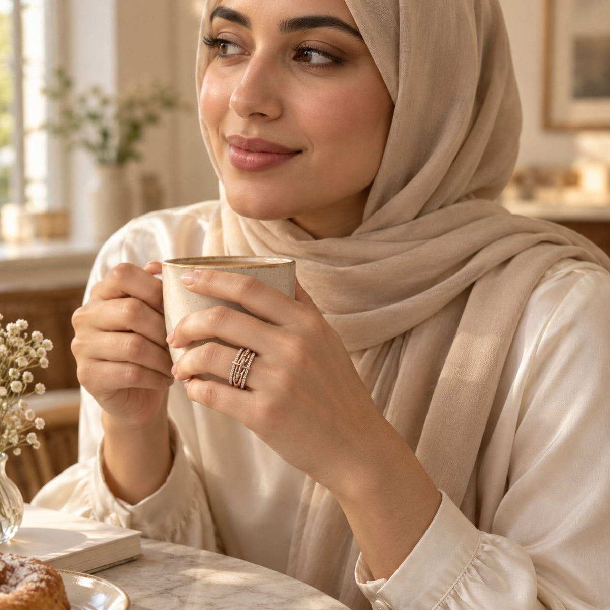 The Sabr Stack Ring worn in everyday life