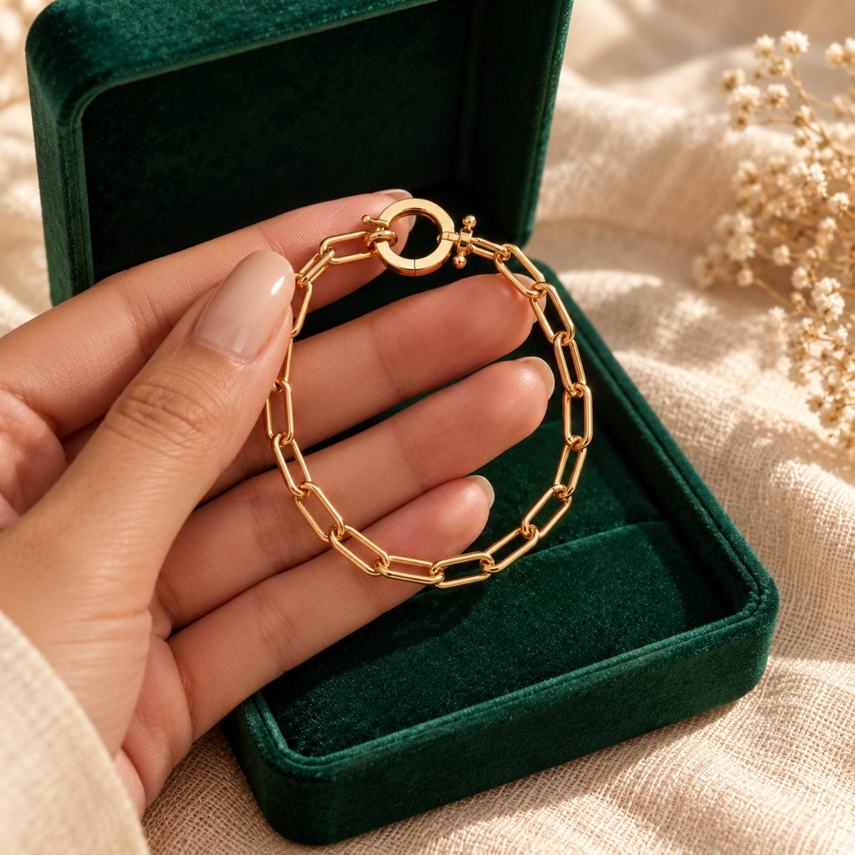 Parker Bracelet presented in an emerald velvet gift box