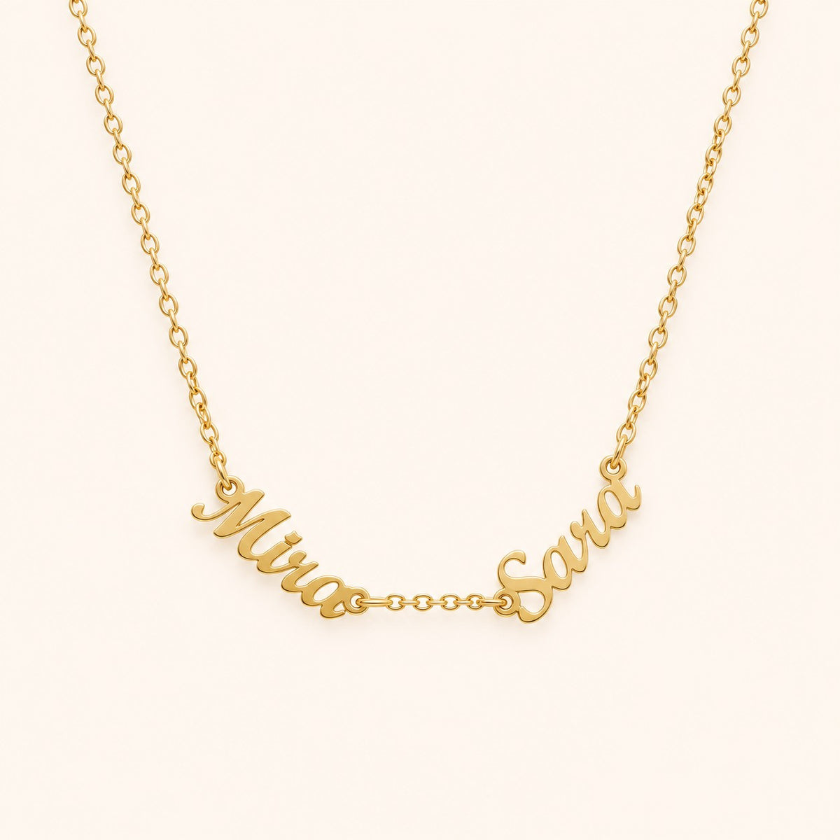 Wasl English Multiple Names Necklace, gold finish