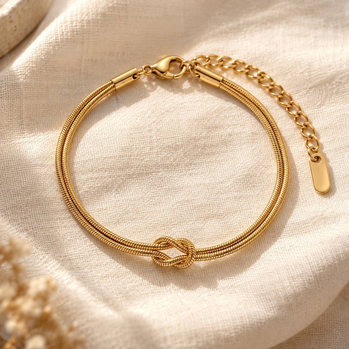 Wisal Knot Bracelet on cream linen